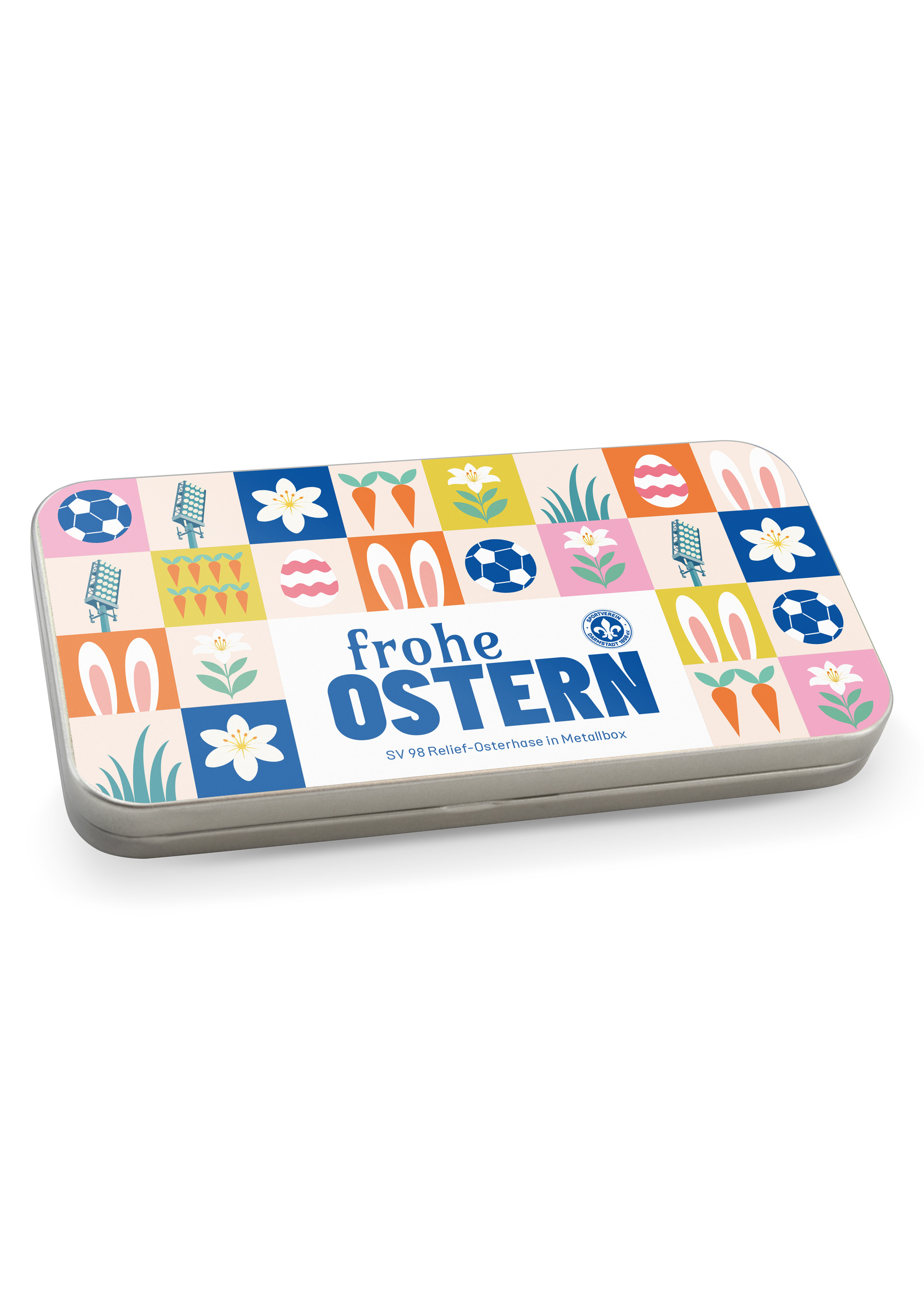 SV 98 Relief-Osterhase in Metallbox